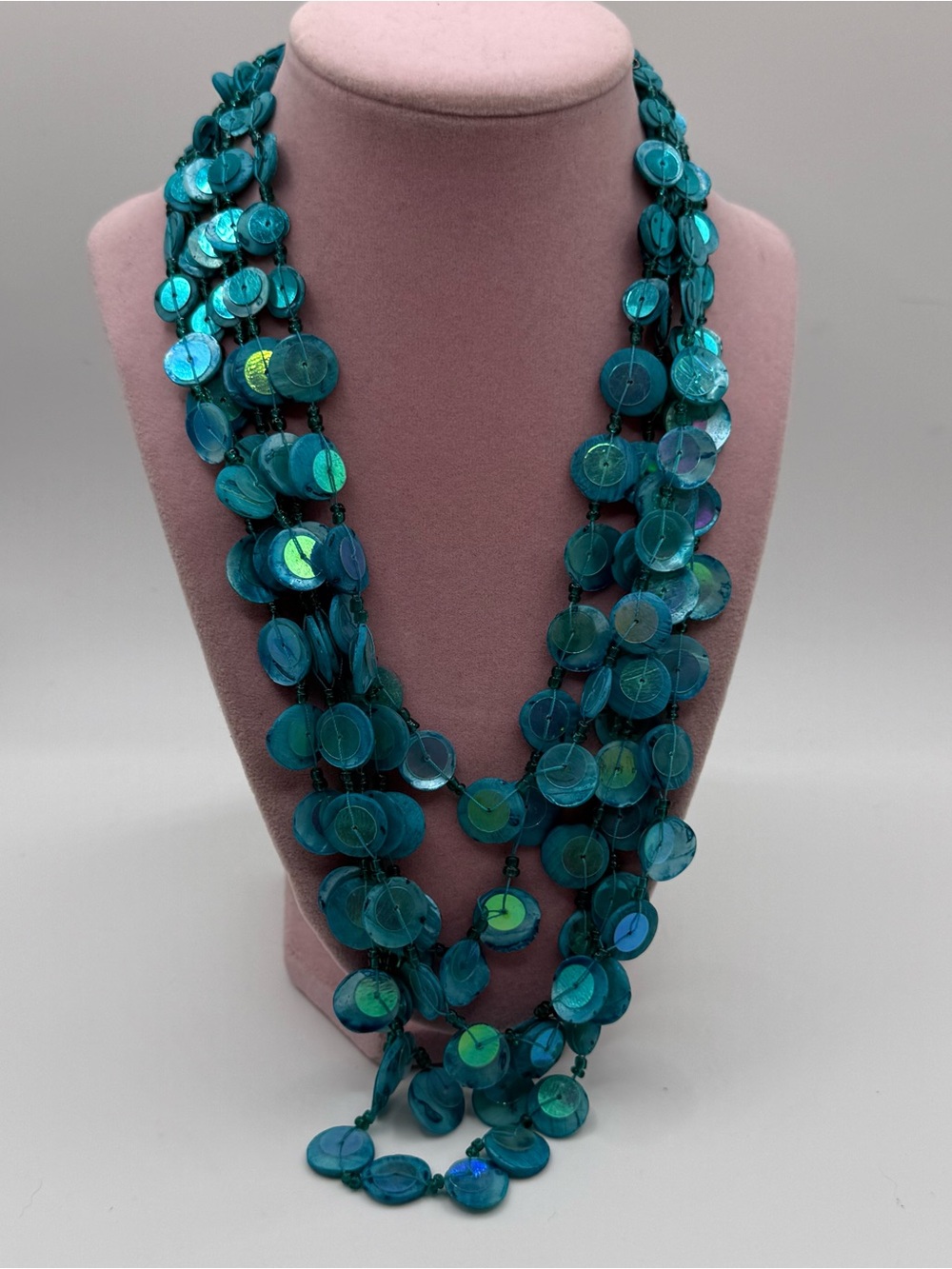 Teal Disc Statement Necklace - Women Jewelry